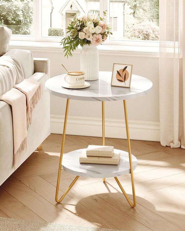 2-Tier Little Tree Faux Marble End Table