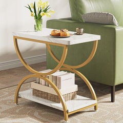 2-Tier Rectangular End Side Accent Table