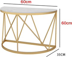 Stylish Console Table with Gold Metal Frame and Marble-Style Top - Luxury Entryway Accent Table