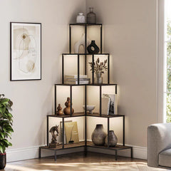 Havenly 5-Tier Corner L-Shaped Bookcase – Tall Storage & Display Rack for Home or Office