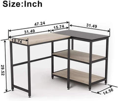 Modern Side Shelves L-Shaped Computer Desk