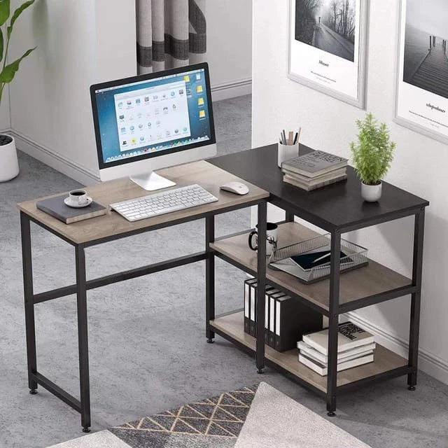 Modern Side Shelves L-Shaped Computer Desk