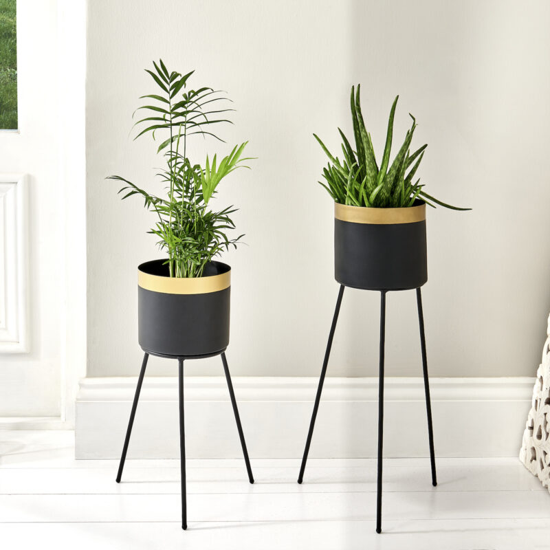 Black Metal Plant Stand Indoor - Two Sizes