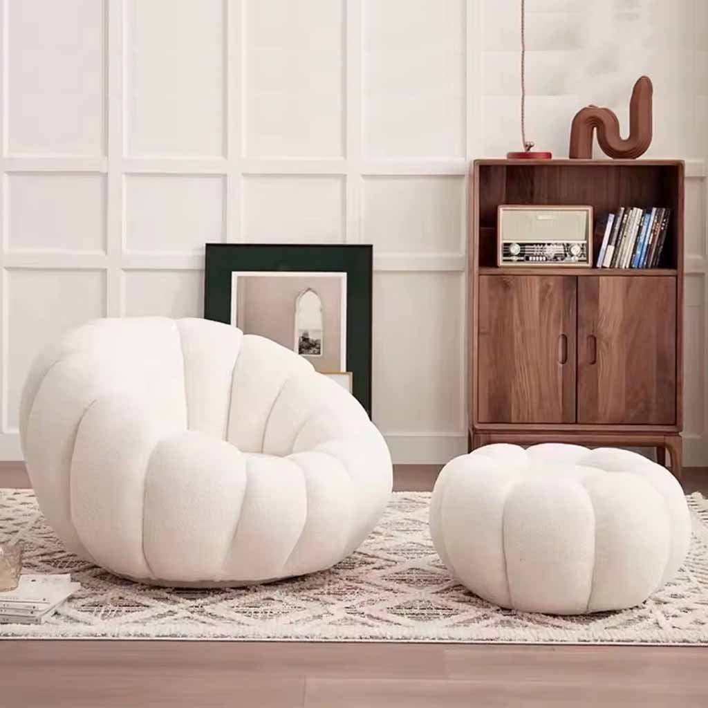 Modern Plush Accent Chair with Matching Ottoman – Cloud-Inspired Tufted Design for Living Room Comfort