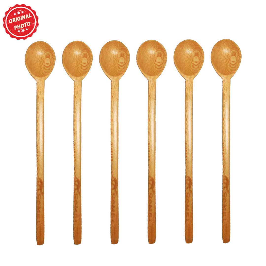 Set of 6 Polished Wooden Ice Cream Spoons – Eco-Friendly and Elegant Design