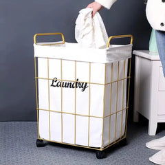 Rolling Laundry Sorter Cart with Wood Top Extra Large Capacity Clothes Hamper