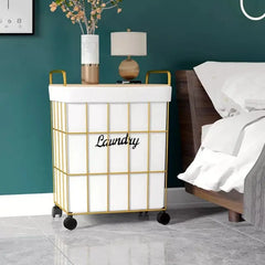 Rolling Laundry Sorter Cart with Wood Top Extra Large Capacity Clothes Hamper