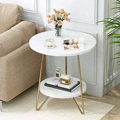 2-Tier Little Tree Faux Marble End Table