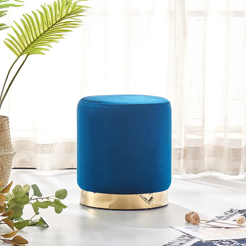 Modern Velvet Ottoman Stool with Gold Base - Multi-Color Accent Seating